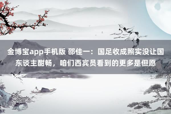 金博宝app手机版 邵佳一：国足收成照实没让国东谈主酣畅，咱们西宾员看到的更多是但愿