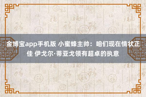 金博宝app手机版 小蜜蜂主帅：咱们现在情状正佳 伊戈尔·蒂亚戈领有超卓的执意