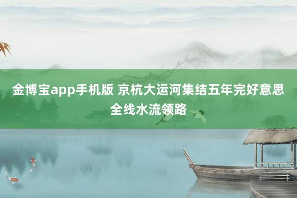 金博宝app手机版 京杭大运河集结五年完好意思全线水流领路