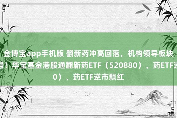 金博宝app手机版 翻新药冲高回落，机构领导板块见底信号！华宝基金港股通翻新药ETF（520880）、药ETF逆市飘红
