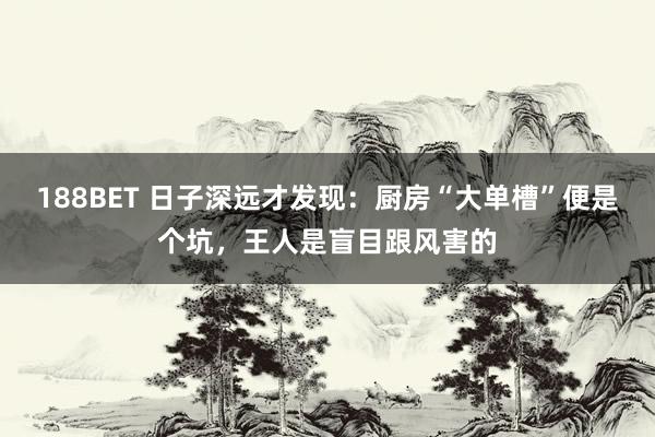 188BET 日子深远才发现：厨房“大单槽”便是个坑，王人是盲目跟风害的