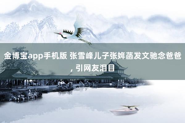 金博宝app手机版 张雪峰儿子张姩菡发文驰念爸爸, 引网友泪目