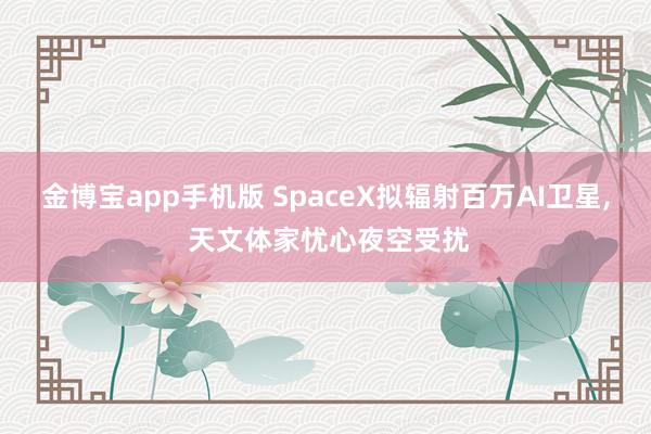 金博宝app手机版 SpaceX拟辐射百万AI卫星， 天文体家忧心夜空受扰