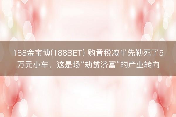188金宝博(188BET) 购置税减半先勒死了5万元小车，这是场“劫贫济富”的产业转向