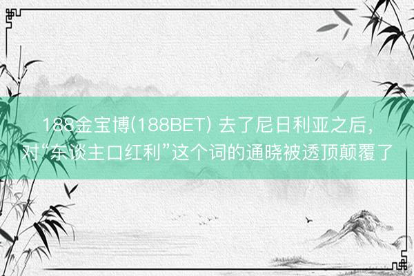188金宝博(188BET) 去了尼日利亚之后，对“东谈主口红利”这个词的通晓被透顶颠覆了