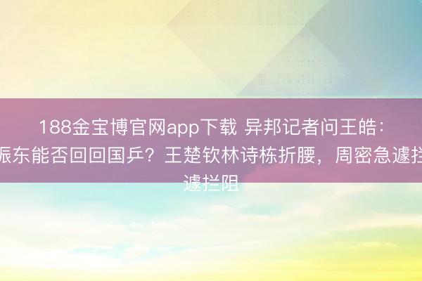 188金宝博官网app下载 异邦记者问王皓：樊振东能否回回国乒？王楚钦林诗栋折腰，周密急遽拦阻