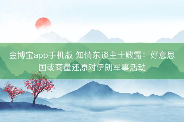 金博宝app手机版 知情东谈主士败露：好意思国或商量还原对伊朗军事活动