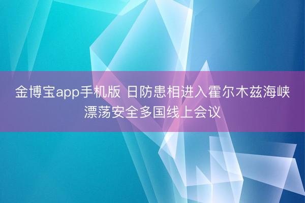 金博宝app手机版 日防患相进入霍尔木兹海峡漂荡安全多国线上会议