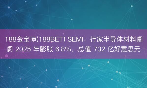 188金宝博(188BET) SEMI：行家半导体材料阛阓 2025 年膨胀 6.8%，总值 732 亿好意思元