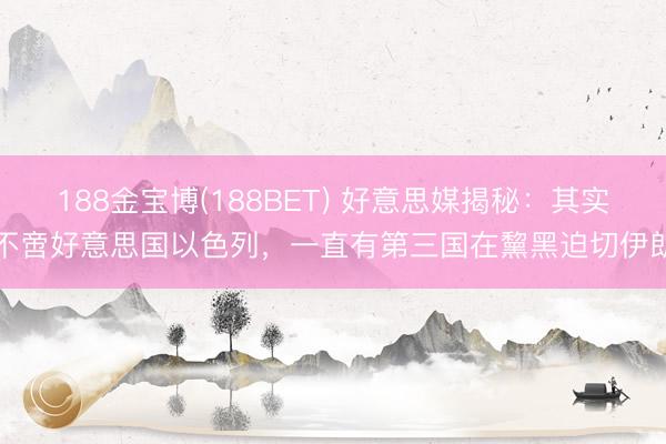 188金宝博(188BET) 好意思媒揭秘：其实不啻好意思国以色列，一直有第三国在黧黑迫切伊朗