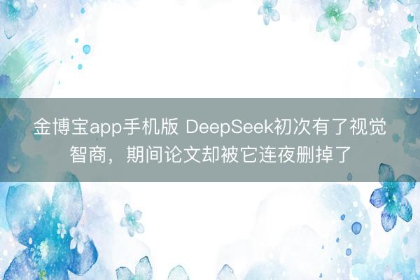 金博宝app手机版 DeepSeek初次有了视觉智商，期间论文却被它连夜删掉了