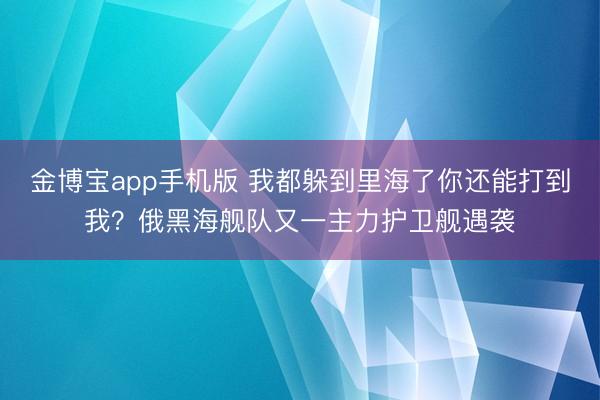 金博宝app手机版 我都躲到里海了你还能打到我？俄黑海舰队又一主力护卫舰遇袭