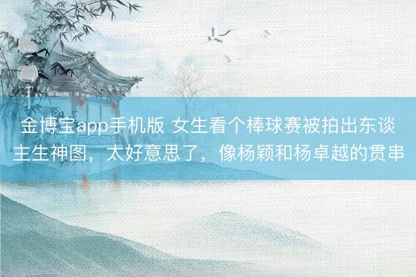 金博宝app手机版 女生看个棒球赛被拍出东谈主生神图，太好意思了，像杨颖和杨卓越的贯串