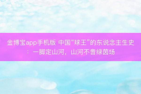 金博宝app手机版 中国“球王”的东说念主生史：一脚定山河，山河不啻绿茵场