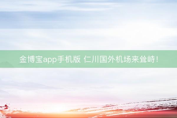 金博宝app手机版 仁川国外机场来耸峙！