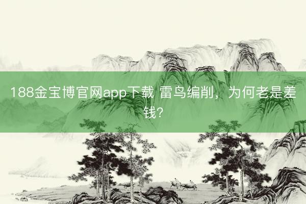 188金宝博官网app下载 雷鸟编削，为何老是差钱？