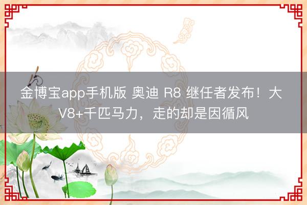金博宝app手机版 奥迪 R8 继任者发布！大 V8+千匹马力，走的却是因循风