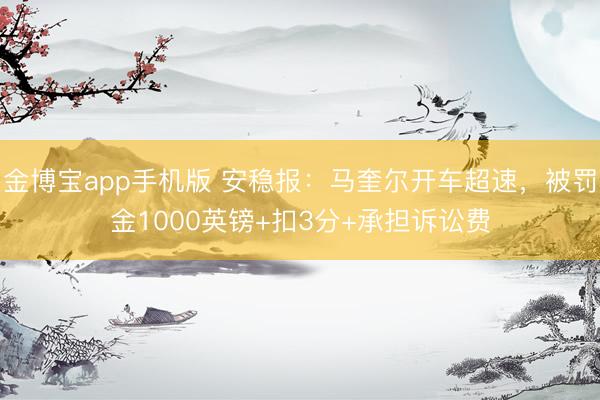 金博宝app手机版 安稳报：马奎尔开车超速，被罚金1000英镑+扣3分+承担诉讼费