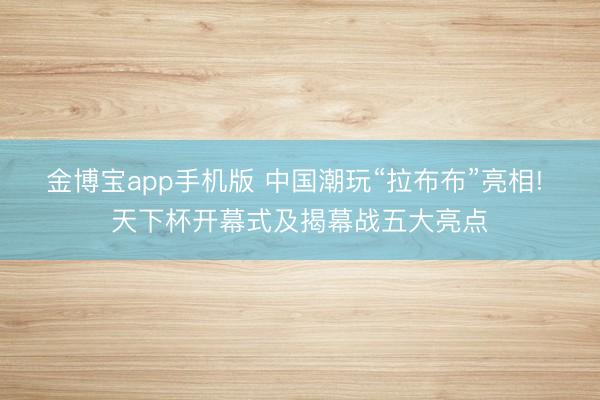 金博宝app手机版 中国潮玩“拉布布”亮相! 天下杯开幕式及揭幕战五大亮点