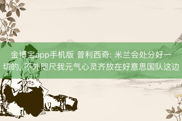 金博宝app手机版 普利西奇: 米兰会处分好一切的， 不外咫尺我元气心灵齐放在好意思国队这边